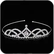 [Kilshye] Princess Silver Tiaras Girls Blue Crystal Tiara and Crown Rhinestone Prom Crowns Birthday Costume Headband for Kids