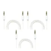 3x Crest 1.5m Coiled 3.5mm to 3.5mm AUX Male Audio Cable for Speakers/Car White