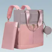 Danoz Fashion - Pink and Grey Stylish Nappy Bag Backpack - Multi-Functional Diaper Bag with Insulated Pockets, Changing Pad & Pacifier Case