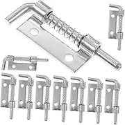 AUTSUPPL 10pcs Spring Loaded Latch Galvanized Iron Barrel Bolt Latch Automatic Rebound Design Easy Installation for Doors Gates and Cabinets High Strength Security