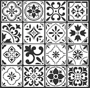 16-Pack Spanish Tile Stencil Set (8X8 Inch) Authentic Patterns for Floor and Wall, Reusable Tile Stencils for Painting on Floors, Furniture, and Canvas, DIY Spanish Talavera Home Décor