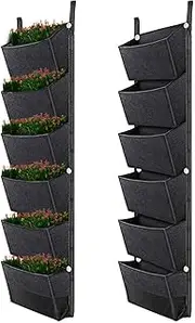 Blelsa Hanging Planting Bags with 6 Pockets Vertical Gardening Flower Pots Planter Hanging Wall Garden Planting Bags Breathable Wall Planter G G Bags 42 X 12 Inch Black
