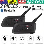 2PCS Motorcycle Bluetooth Headset V6 PRO Helmet Intercom 6 Rider Interphone NEW