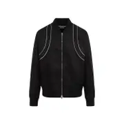 [Alexander Mcqueen] Alexander Mcqueen-Black Piping Harness Polyamide Bomber-Uomo 50 IT
