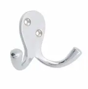 Zenith ROBE HOOK DOUBLE Hats Coat Durable Elegant CHROME PLATED, SILVER- 30mm