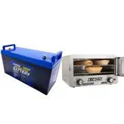 Adventure Kings 12v Portable Travel Camping Oven + 138Ah AGM Deep Cycle Battery