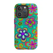 For iPhone 14 Pro Case Protective MagSafe Compatible Cover Retro Floral Design