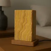 Yellow petrified agate wood lamp | stunning night lamp for bedroom nightstand