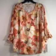 Alfred Dunner La Dolce Vita Floral Top, Size 20W - Pink/Multi Women's