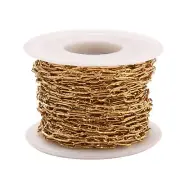 10M Stainless Steel Textured Paperclip Drawn Elongated Cable Chains 9.7x3.5mm