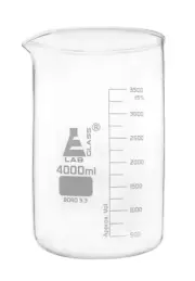 Eisco Labs 4000ml Beaker - Low Form - White Graduations - Borosilicate Glass