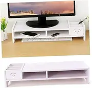 HEALEEP Wooden Monitor Stand Computer Stand Desk Riser Office White Organizer Wooden Monitor Two Tier Storage Organizer
