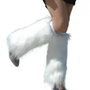 Winter Fashion Women Boot Covers?Furry Solid Color Faux Fur Soft Leg Warmers white 15cm
