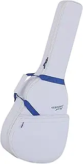 Generic Portable Gig Bag for Acoustic Guitar with Storage Compartment, White Blue
