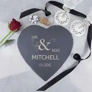 Mr & Mrs Personalised Slate Heart Placemat