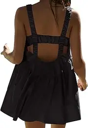 POCHY Womens Tennis Dresses,1/3 Hot Shot Athletic Dress Casual Outfits for Women,Built in Bra Backless Sleeveless Tennis Black
