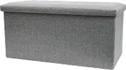 okam Storage Ottoman-Foldable Ottoman Storage-Collapsible Stool Bench - Storage Organiser Case with Cushioned Seat - use as Blanket Box, Foot Stool Ottaman, Pillow, Toys, Clothes Ottman Cube - Grey