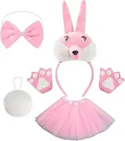Bunny Costume Kids - Bunny Ears And Tail,Comfortable Adjustable Rabbit Clothes Cosplay Accessory For Easter Celebrations Halloween Parties