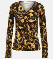 [Marine Serre] Marine Serre Printed ruched top AU 10 black
