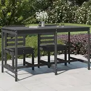 Solid Pine Wood Outdoor Dining Table for Patio, Garden - Wooden Table, Kitchen & Extendable Tables, Grey - 203.5x90x110 cm