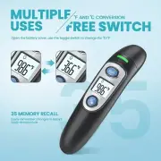Non-Contact Forehead Thermometer Adults Kids Fast & Accurate Fever Alarm (White)