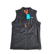 NWT Columbia Men's XXS Black & Orange Field ROC Reversible Vest Full Zip Pockets