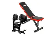 2x Powertrain 24kg Adjustable Dumbbells w/ Stand and Exercise Bench