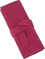 Exttlliy Pure Color Roll Up Scissors Holder Pouch Cases Tool Bags for Salon Barber Hair Stylist (Rose Red)