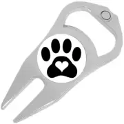 Paw with Heart Golf Ball Marker Divot Repair Tool Bottle Opener