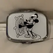 Steamboat Willie Mickey Travel Pill Box 2 Compartment Medicine Pill Case NEW
