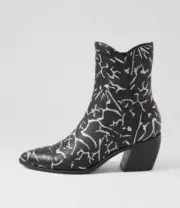New Django & Juliette Jambani Black Silver Leather Ankle Boots Womens Shoes