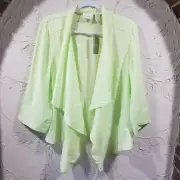 NWT Chico's Mint Mist Green Drape Front High Lo Open Jacket Shirt Size 2