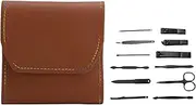 Stainless Steel Nail Clipper Scissors Pedicure Manicure Set Grooming Tool Kit Portable Home Gift (Khaki)