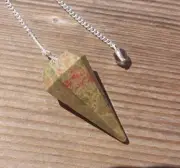 NATURAL UNAKITE STONE GEMSTONE FACETED PENDULUM