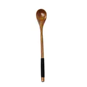5Pcs Long Handle Wooden Mixing Spoon Tie Wire Round Handle Ladle Stirring Spoon