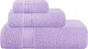 Belizzi Home Ultra Soft 3 Pack Cotton Towel Set, Contains a Bath Towel 28x55 inch, a Hand Towel 16x24 inch & a Wash Coth 12x12 inch, Ideal Everyday use, Compact & Lightweight - Purple