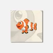 Funny Clown Fish Animal 4'' X 4'' Square Wooden Coaster