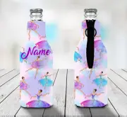 Ballerina Personalised Stubby Holder Zip Up Bottle Cooler Collapsible