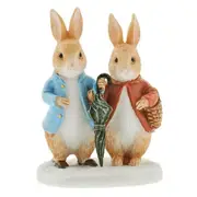 Beatrix Potter Peter Rabbit and Flopsy in Winter Miniature Figurine