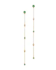 Bloomingdale's Fine Collection Emerald & Diamond Linear Drop Earrings in 14K Yellow Gold