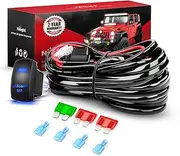 Nilight LED Light Bar Wiring Harness Kit 12AWG Heavy Duty 12V 5Pin Rocker Switch Laser On Off Waterproof Switch Power Relay Blade Fuse-2 Lead (10038W)
