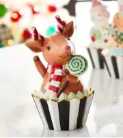 Mackenzie Childs Holiday Sweets Deer Cupcake Box-New
