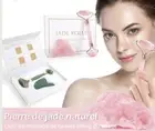 Natural Rose Quartz Jade Roller Gua Sha Set Facial