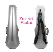 Carbon Fiber Violin Case 4/4 Full Size Gray Hard Violin Case with Back Straps