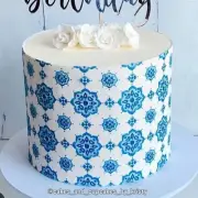 Dutch Blue Tile Pattern Edible Icing Cake Wrap Topper