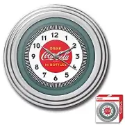 COCA-COLA WALL CLOCK Drink In Bottles Classic 30s Chrome Style NEW