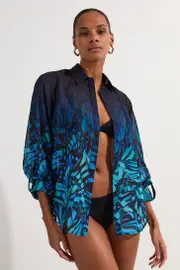 Ombre Butterfly Georgette Beach Shirt