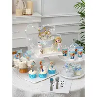 在飛比找ETMall東森購物網優惠-冰雪奇緣愛莎公主派對甜品臺裝飾周歲布丁推推樂生日蛋糕甜品插牌