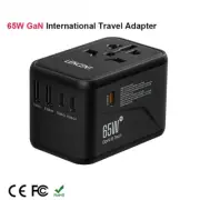 65W/100W International Travel Adapter with 2USB 3 Type C Fast Charging Adapter
