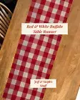 Red White Buffalo Table Runner, Dresser Scarf, Unlined, Hemmed Edge 42”L X 14”W